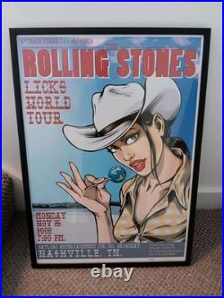 The Rolling Stones Framed Licks Tour Poster Nashville Artist Signed Joe Whyte