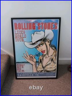 The Rolling Stones Framed Licks Tour Poster Nashville Artist Signed Joe Whyte