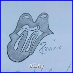 The Rolling Stones Fully Signed A4 Card With Lips Drawing 2012 Jagger Richards