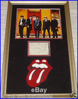 The Rolling Stones Hand Signed Autographed Custom Framed Page By Original 5! Coa
