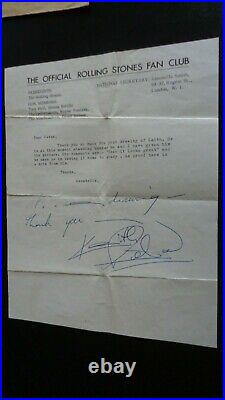 The Rolling Stones Keith Richards Autograph Signed Fan Club Letter Circa 1964