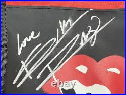 The Rolling Stones MICK JAGGER + KEITH RICHARDS + RONNIE WOOD Signed Bag COA