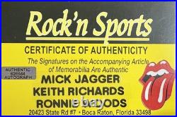 The Rolling Stones MICK JAGGER + KEITH RICHARDS + RONNIE WOOD Signed Bag COA