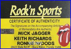 The Rolling Stones MICK JAGGER + KEITH RICHARDS + RONNIE WOOD Signed Bag COA