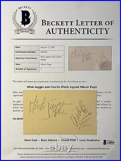 The Rolling Stones Mick Jagger & C. Watts Signed Autographed Album Page Beckett