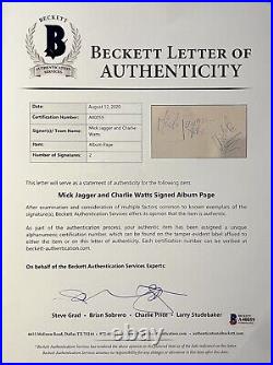 The Rolling Stones Mick Jagger & C. Watts Signed Autographed Album Page Beckett