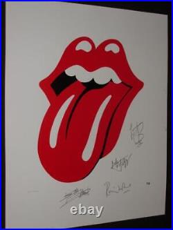The Rolling Stones Plate/signed Lips & Tounge Lithograph 22.5 X 26.5
