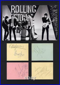 The Rolling Stones ROCK autographs, four signed album pages mounted