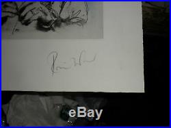 The Rolling Stones Signed Autograph Ronnie Wood Etching pencil drawing Ron Wood