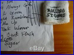 The Rolling Stones Signed Keith Richards Set List tour 2012 + Wristbands Crew