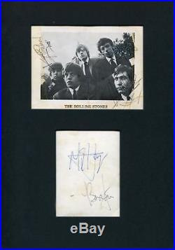 The Rolling Stones autographs, signed promotion card & photo signed verso mounte