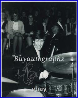 The Rolling Stones drummer Charlie Watts signed 8x10 in concert photo