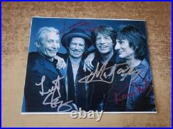 VINTAGE HAND SIGNED EXCELLENT PHOTO ALL 4 MEMBERS ROLLING STONES 8 by 10 PHOTO