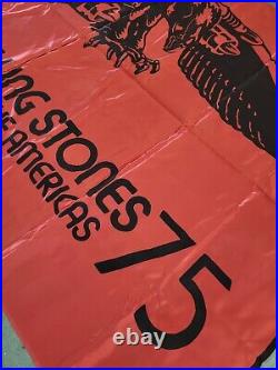 Vtg 70s Original Rolling Stones 1975 Tour Cloth Tapestry Banner Poster Sign